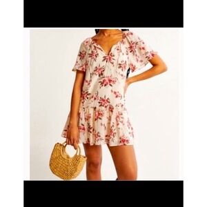 Abercrombie & Fitch  mini dress cream floral pattern NWT XSP